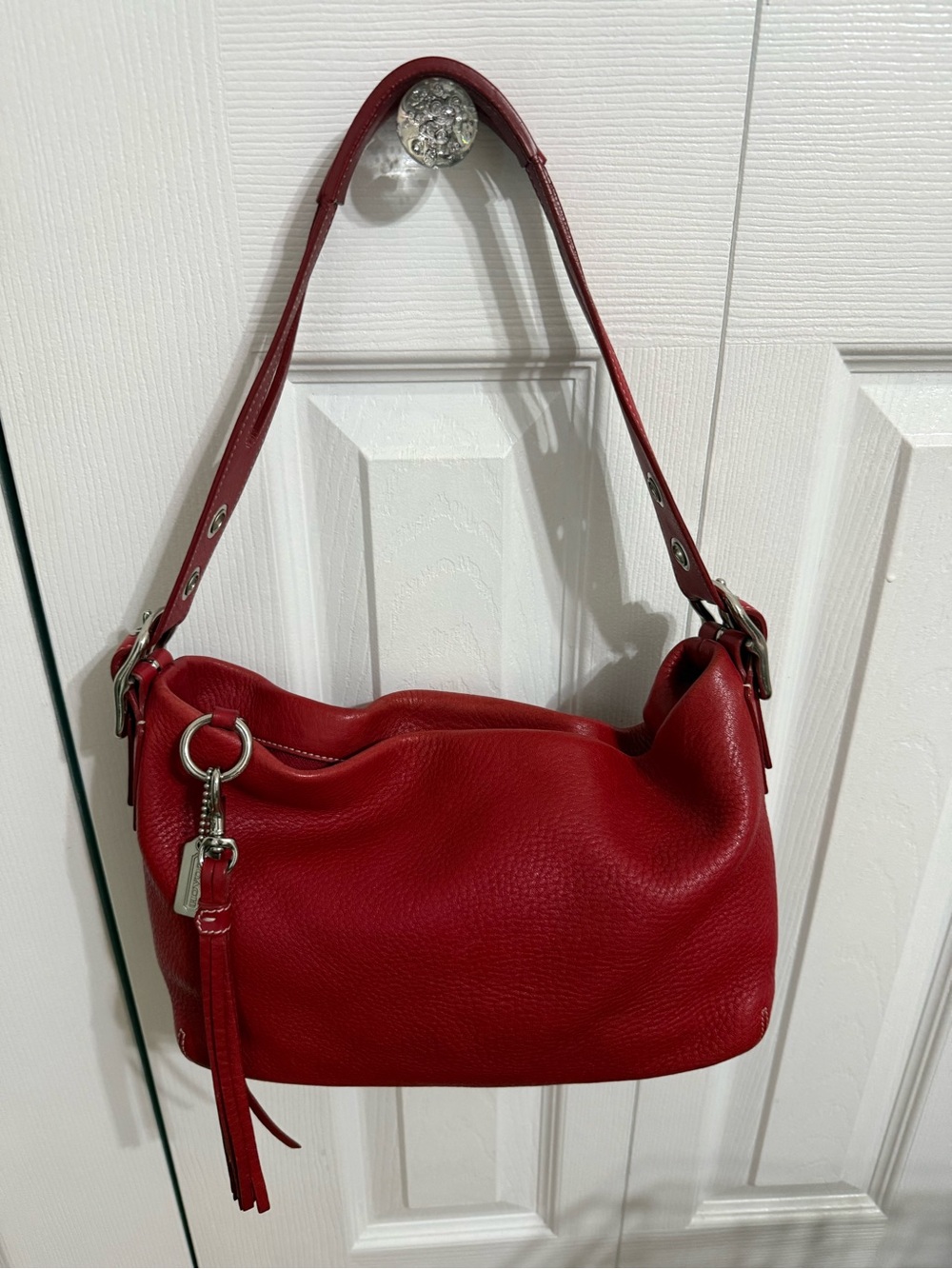 Vintage Coach 1429 East West Pebble Leather Red shoulder bag